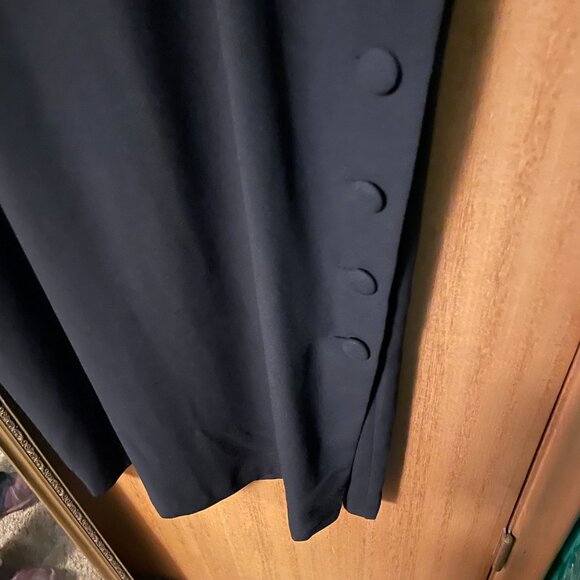 Maggy London Black Short Sleeve Long Dress with row of buttons - Picture 7 of 10